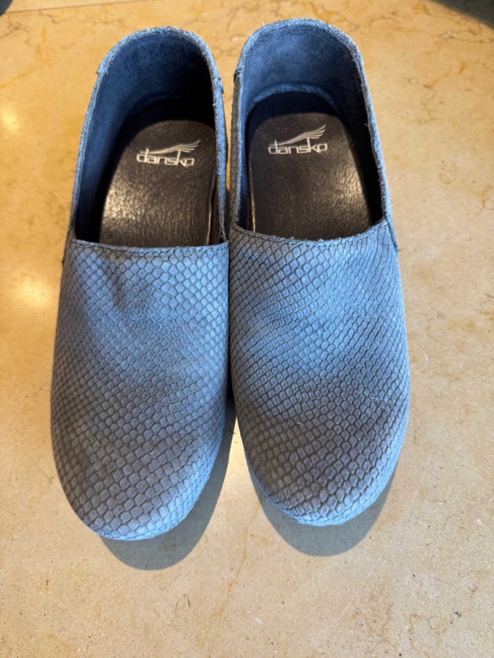 Dansko Blue Textured Slip-On Clogs